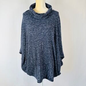 Lane Bryant Womens Plus Size 18/20 Blue Gray Cowl Neck Knit Poncho Sweater Top
